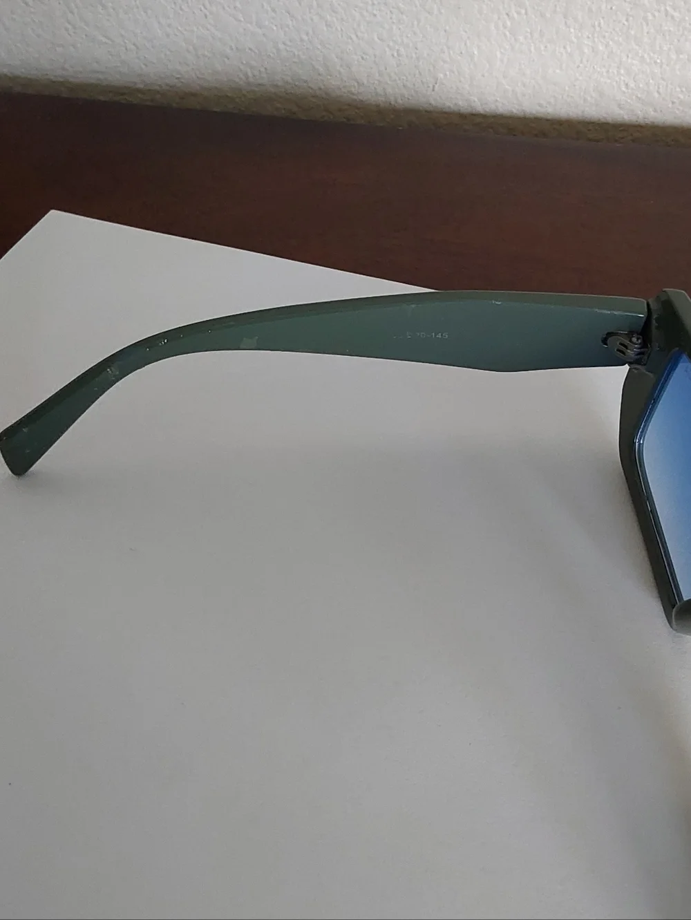 Prada SPR17‎ W Olive Green Rectangular Sunglasses with Dark Green Lenses